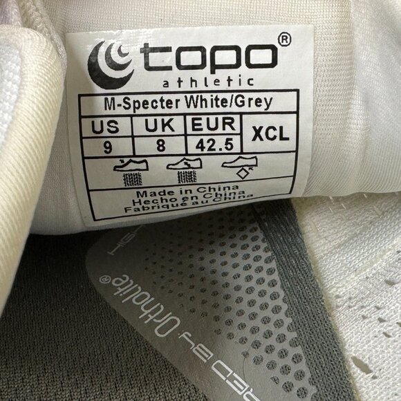 Topo Specter Shoes Mens 9 White Running Sneakers Athletic Comfort Mesh - Picture 11 of 12